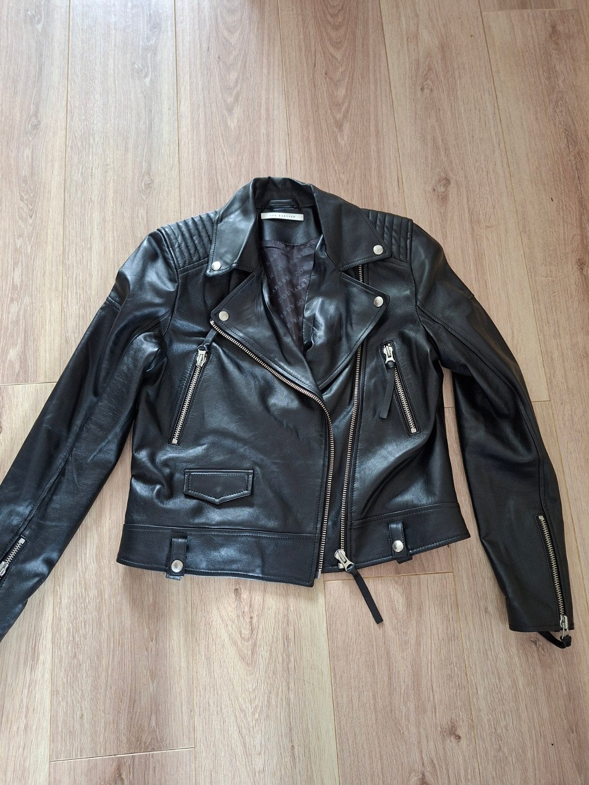 Zoe Karssen Janey Crop Leren Bikerjack Zwart Maat XL, Zwart, Zoe Karssen, Maat 46/48 (XL) of groter, Ophalen of Verzenden
