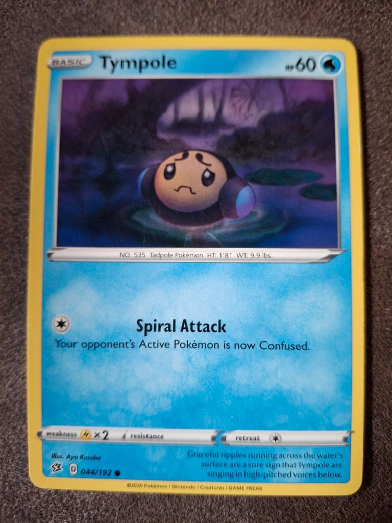 Tympole Pokémon Kaart - Basic Water Type 044/192, Ophalen of Verzenden, Zo goed als nieuw, Losse kaart