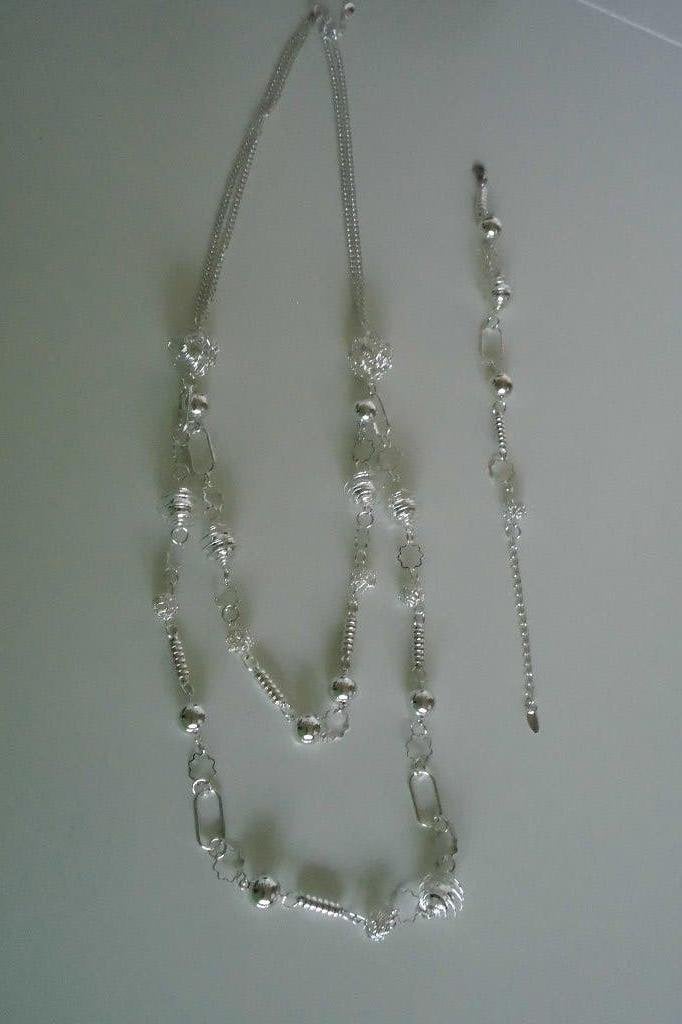 ketting en armband, Ophalen of Verzenden, Zilver, Overige materialen