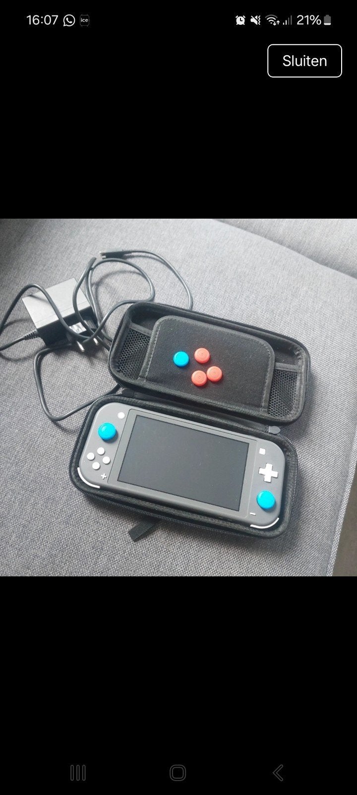 Nintendo Switch Lite Grijs met hoes en oplader, Spelcomputers en Games, Spelcomputers | Nintendo Switch Lite, Ophalen of Verzenden