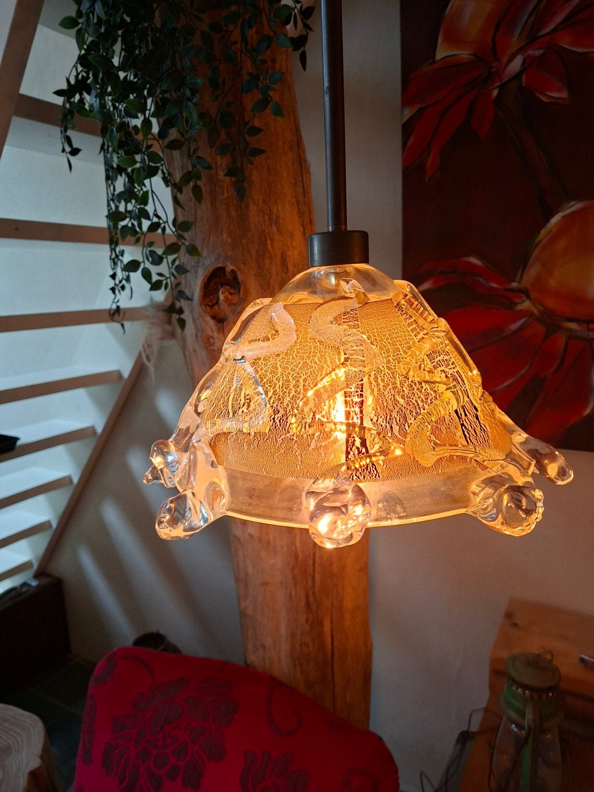 Unieke glazen hanglamp "Kapje" van Peter Huntelaar, Verzenden