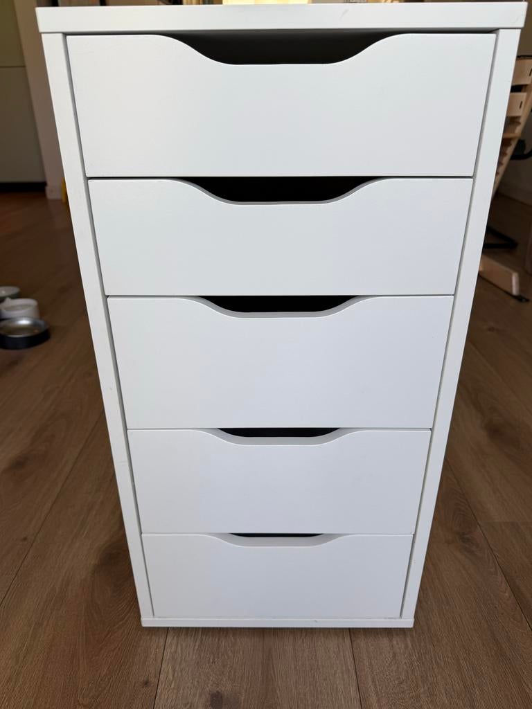 Ikea Alex Ladekast met 5 laden - Wit, Ophalen, Gebruikt, 5 laden of meer, 100 tot 150 cm