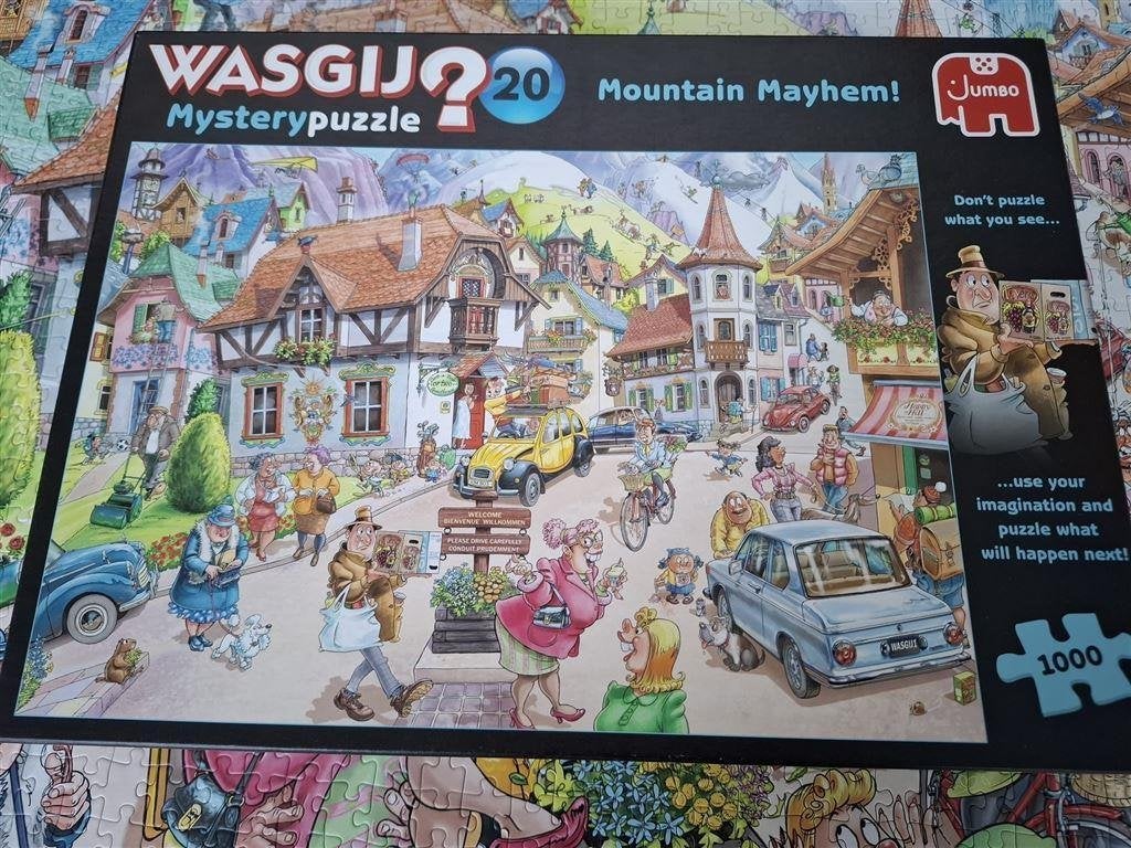 25002 Berg chaos Wasgij, Jumbo, 1000 st. Mysterie nr 20, Ophalen of Verzenden, 500 t/m 1500 stukjes, Zo goed als nieuw, Legpuzzel