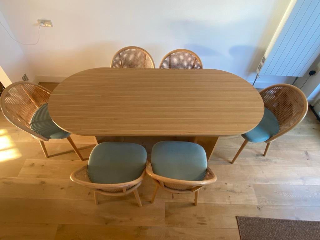 Eettafel met 6 stoelen - Stijlvol en Comfortabel, Huis en Inrichting, Tafels | Eettafels, Ophalen, Gebruikt, 50 tot 100 cm, Vijf personen of meer
