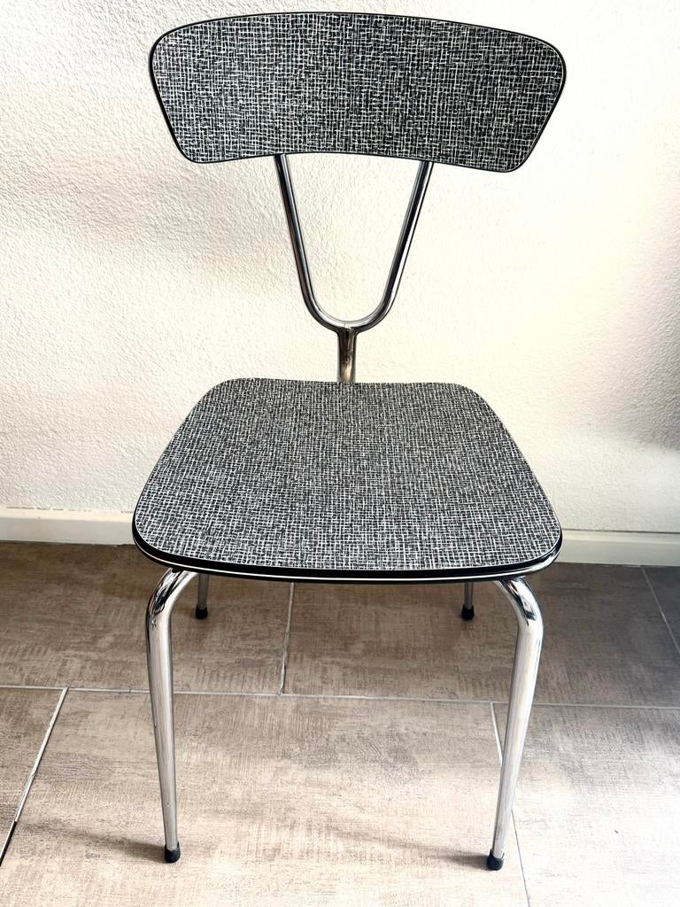 Vintage jaren '60 stoel - Chroom en zwart/wit patroon, Ophalen