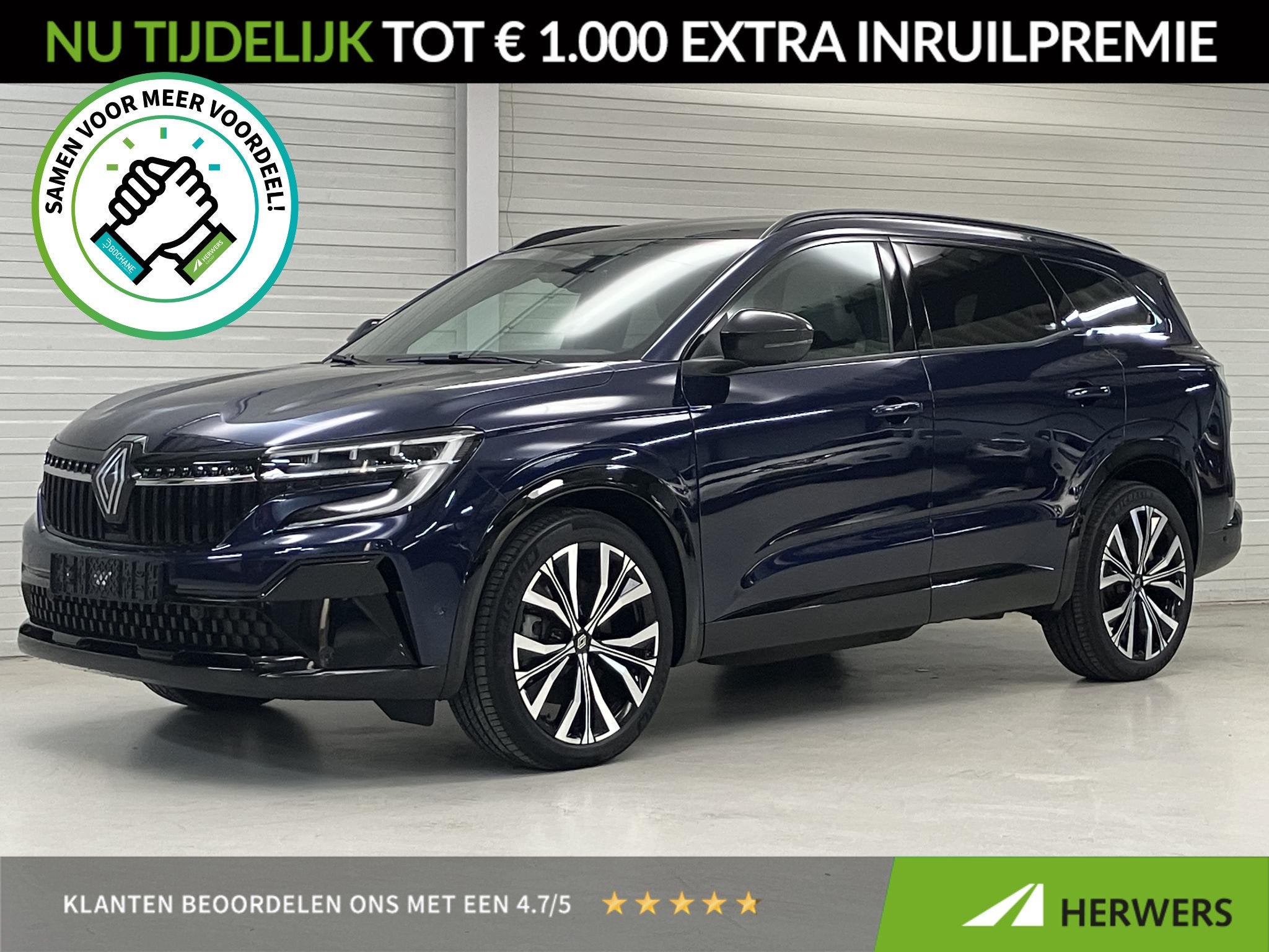 Renault Espace E-Tech full hybrid 200 iconic 5p / Dealer ond, Auto's, Gebruikt, Euro 6, 2 kWh, Blauw