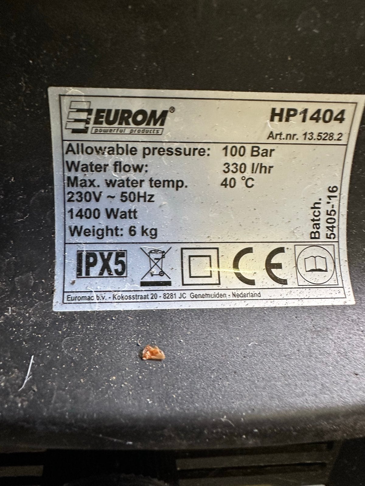 Eurom HP1404 Hogedrukreiniger - Alles in 1 set, Tuin en Terras, Hogedrukreinigers, Ophalen, Zo goed als nieuw, Elektrisch