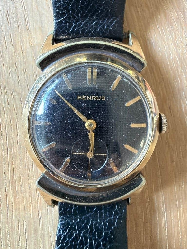 Benrus vintage herenhorloge gold plated, Overige merken, Staal, Verzenden, Polshorloge