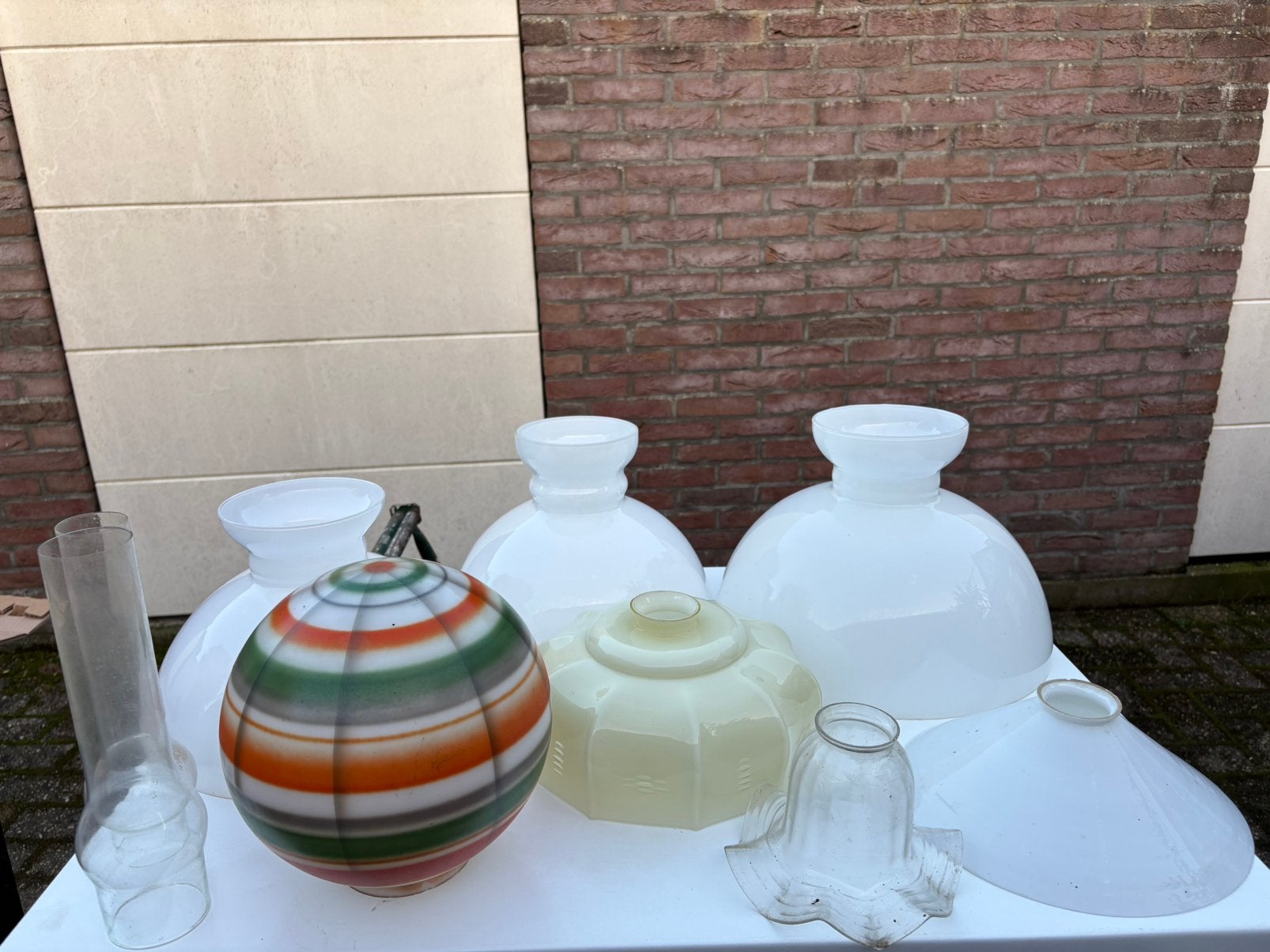 Vintaga (olie)lampenkappen diverse modellen en maten, Ophalen, Zo goed als nieuw, Groen