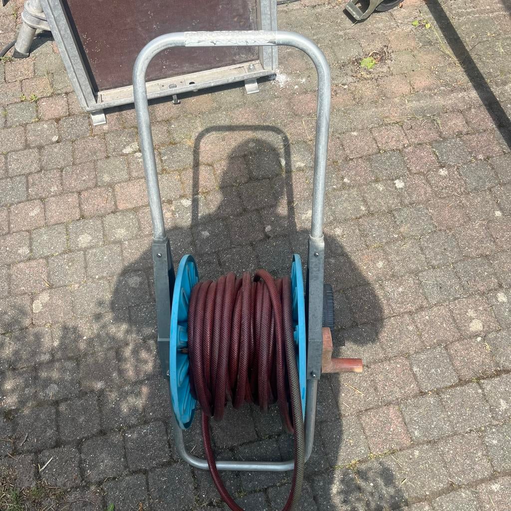 Tuinslanghaspel met slang - Gebruikt, Ophalen of Verzenden, Gebruikt, Tuinslanghaspel