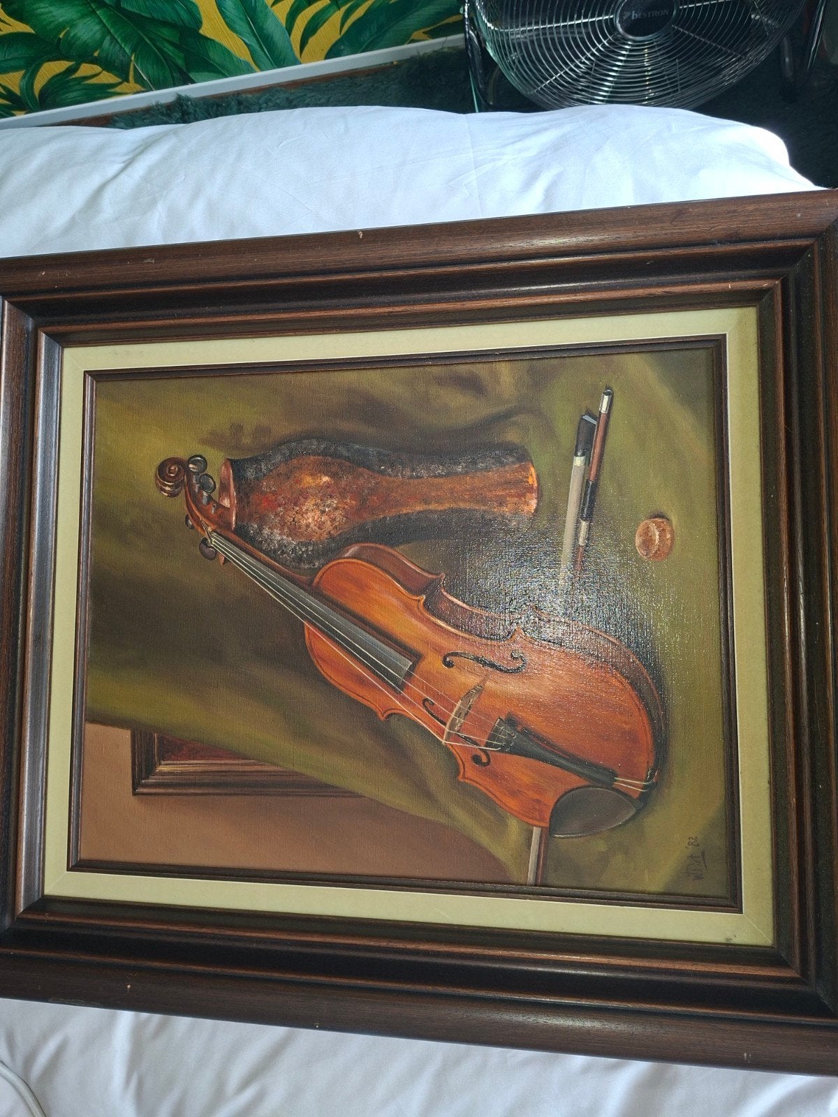 Schilderij met viool en vaas, gesigneerd 'W. Piet 82', Ophalen of Verzenden