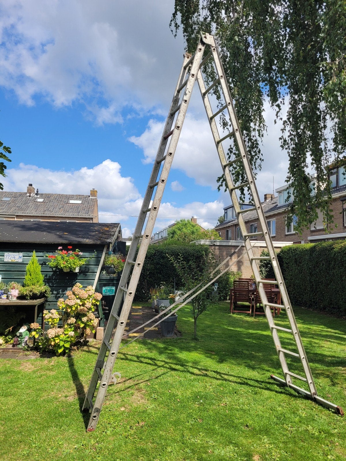 Aluminium ladder 8 meter (2x4 meter) - Gebruikt, Ophalen, Gebruikt, 4 meter of meer
