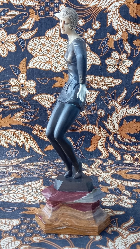 Prachtig brons Art Deco beeld van een dansende vrouw 37 cm., Antiek en Kunst, Antiek | Koper en Brons, Ophalen of Verzenden, Brons