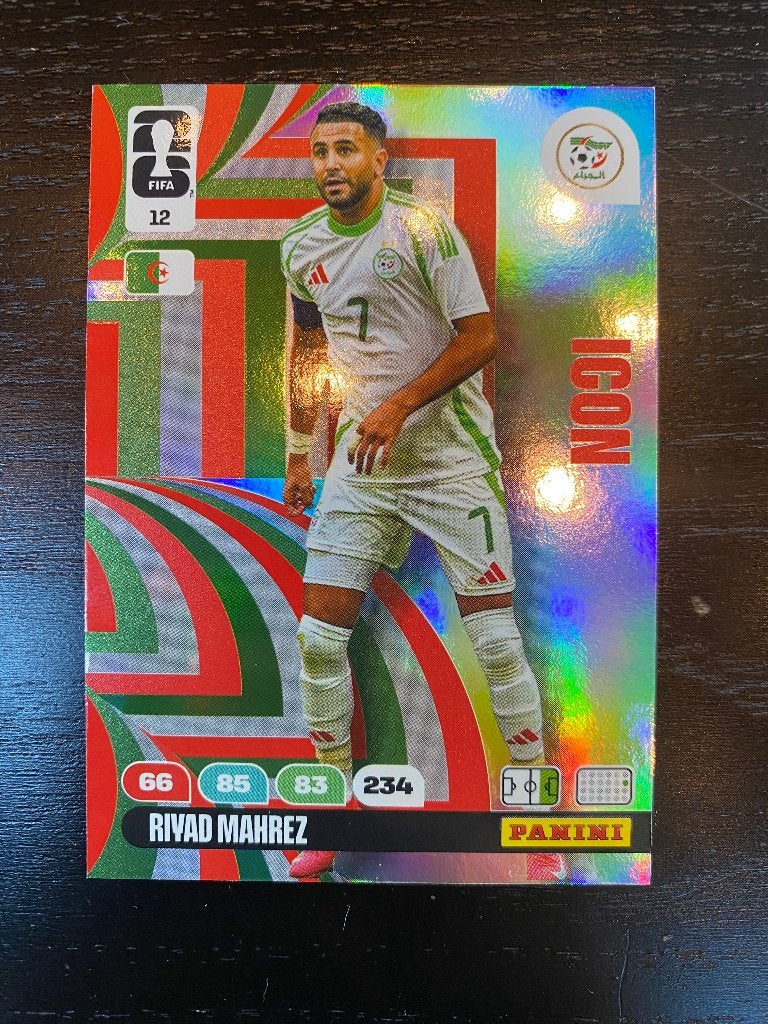 Riyad Mahrez WK 2026 Panini Icon Kaart, Ophalen of Verzenden, Nieuw, Losse kaart, Foil
