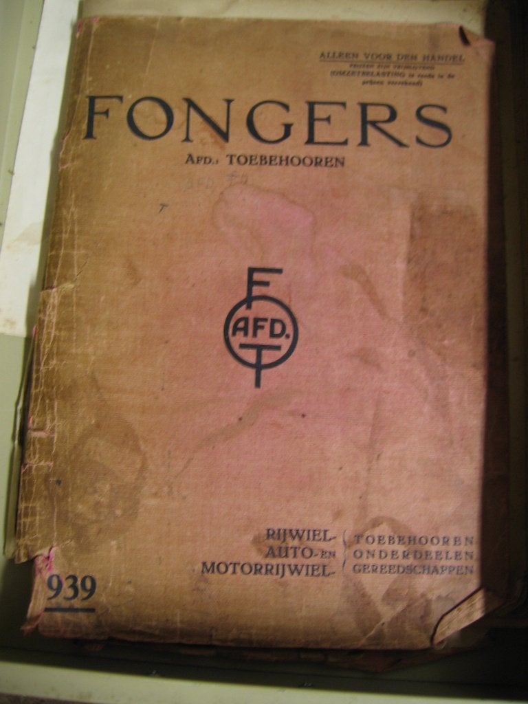 Fongers onderdelen catalogus 1939 +foldertje 1941, Gebruikt, Overige typen, Ophalen of Verzenden, Fongers Groningen 1939
