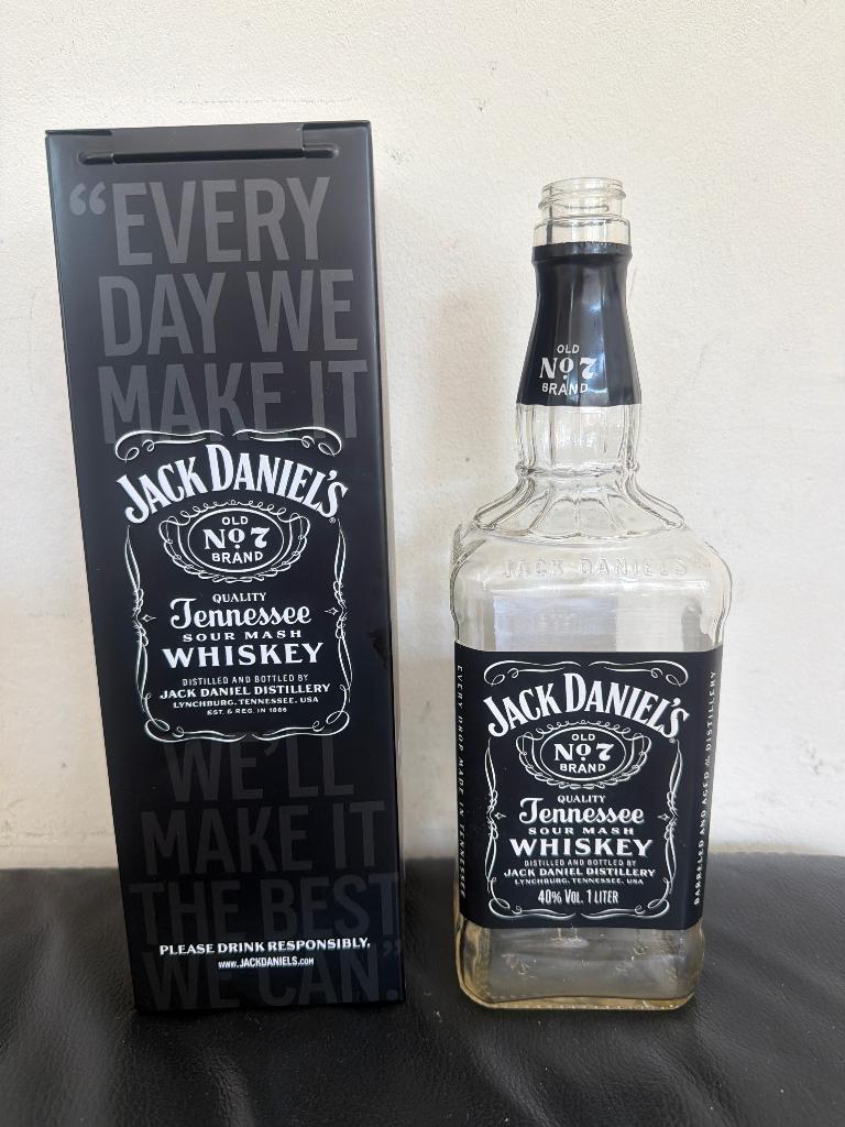 Lege fles Jack Daniëls 1 liter, Ophalen of Verzenden, Zo goed als nieuw, Verpakking
