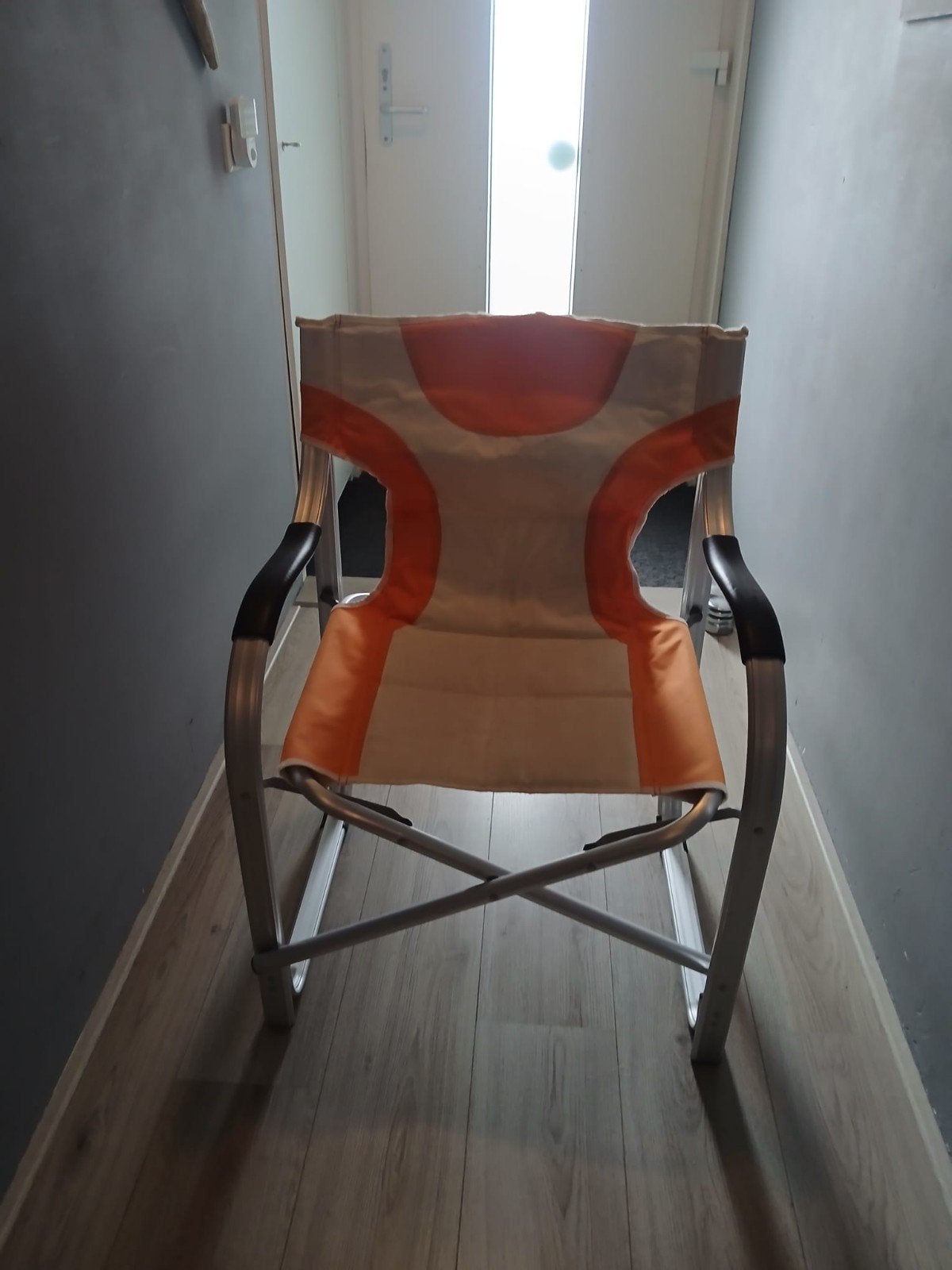 Opvouwbare campingstoel - Oranje/Wit, Ophalen, Gebruikt, Campingstoel