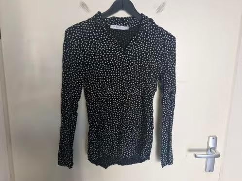 Zwarte blouse met witte stippen Maat xs h, Costes, Zwart, Onbekend, Ophalen of Verzenden