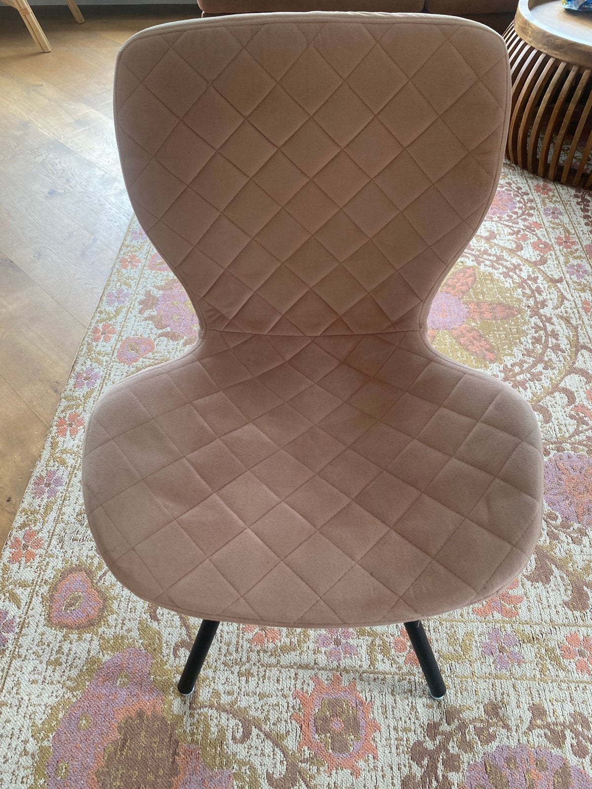 4x roze suede velvet stoelen met stalen look poten, Ophalen, Gebruikt, Overige kleuren, Vier