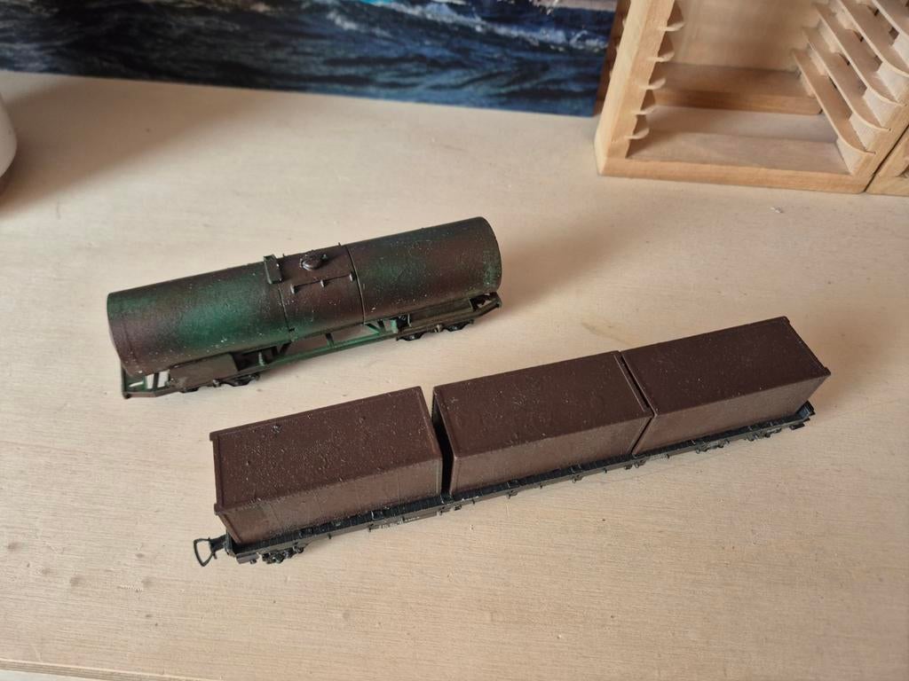 H0 militair transport brandstof tank wagon container wagon, Ophalen of Verzenden, Gelijkstroom, Wagon, NS