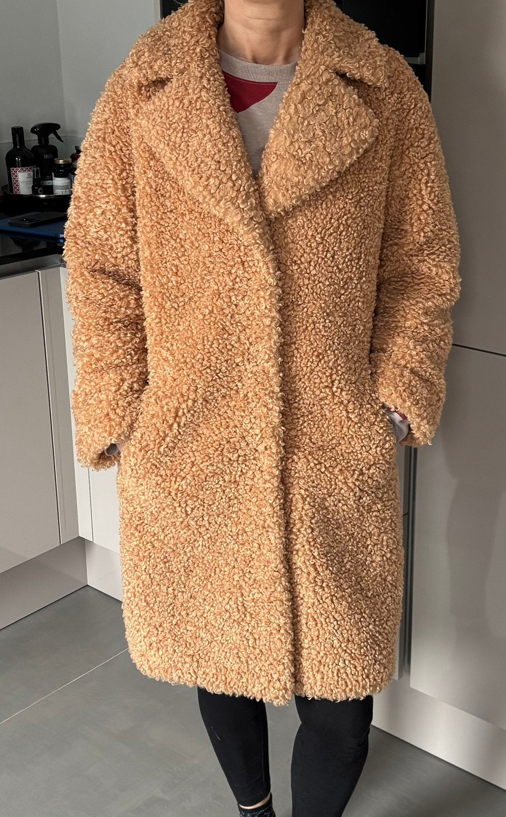 Stand Studio faux fur winterjas, Kleding | Dames, Verzenden, Zo goed als nieuw, Maat 34 (XS) of kleiner, Beige