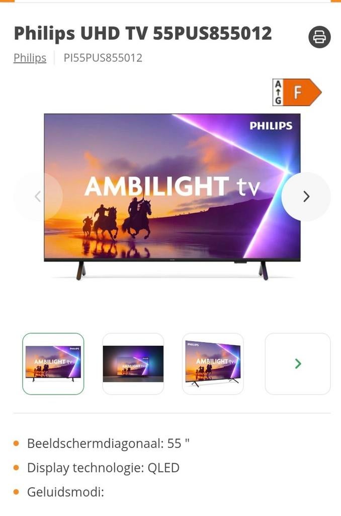Philips Ambilight TV 55 inch nieuw in doos, Ophalen, Philips, QLED, 50 Hz