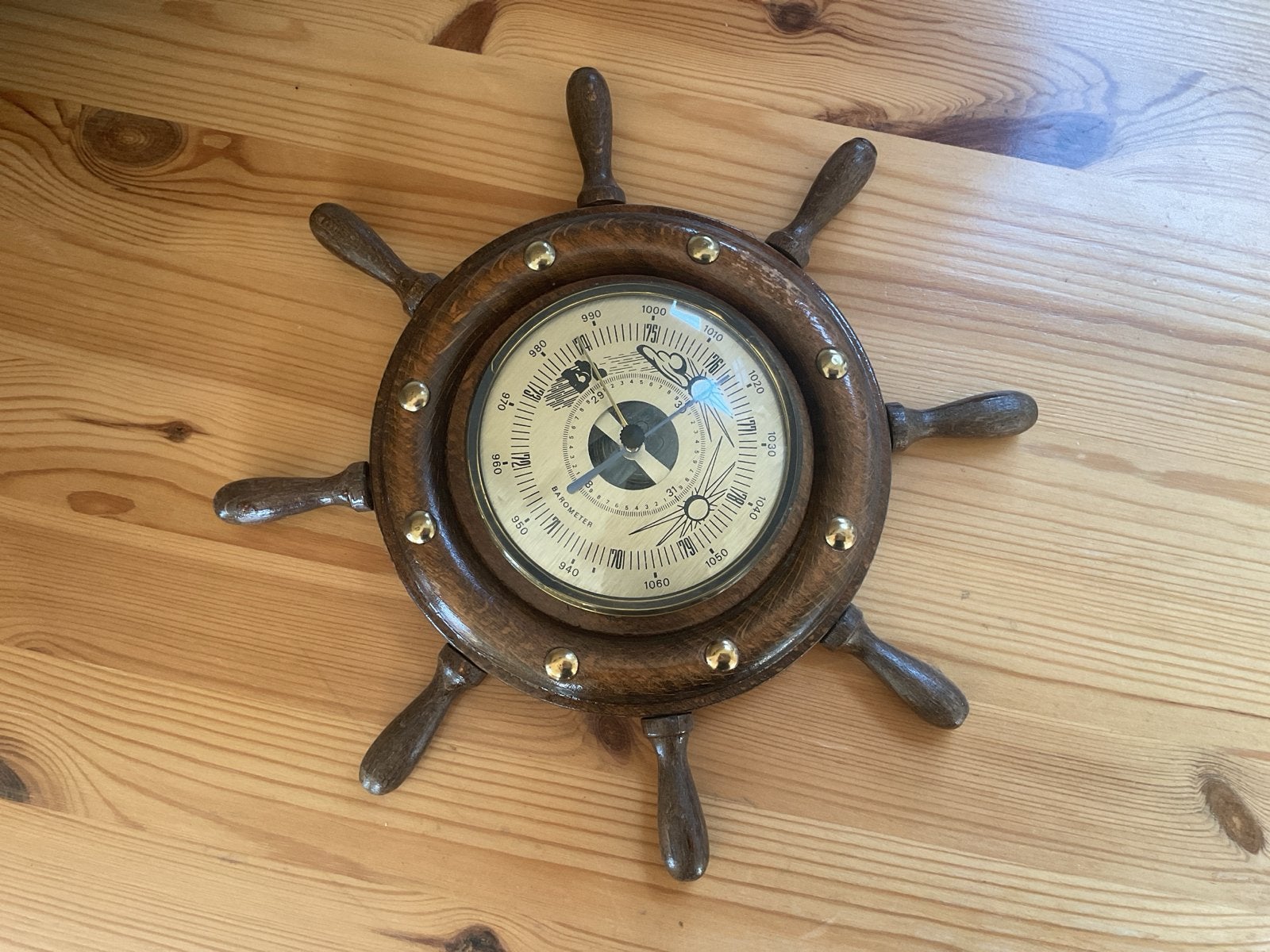 Vintage Barometer Stuurrad - 24 cm, Ophalen of Verzenden