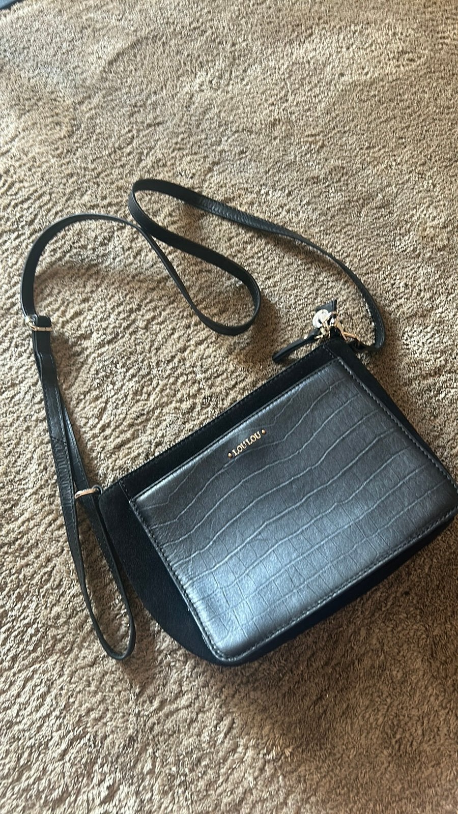 Mooie zwart Croco print schoudertasje van LouLou Essentiels, Ophalen of Verzenden, Zo goed als nieuw, Zwart