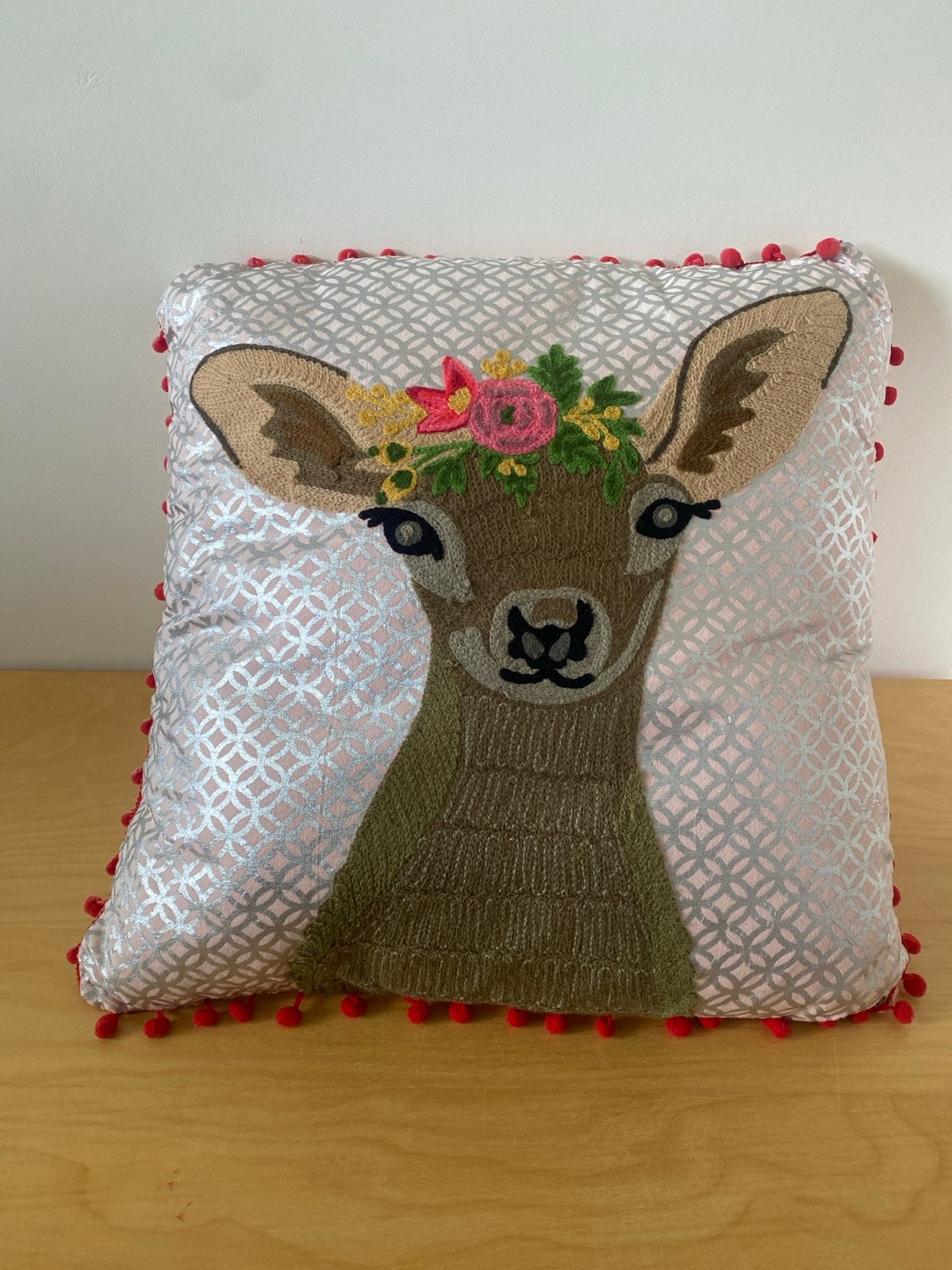 Handgemaakt sierkussen Only Natural met hert (45x45), Ophalen, Overige merken, Handgemaakt, Kleed of Kussen