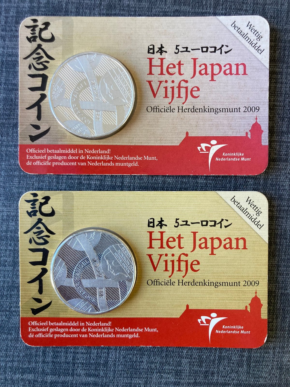 2x Het Japan Vijfje, Postzegels en Munten, Munten | Nederland, Koningin Beatrix, Zilver, Euro's, Ophalen of Verzenden