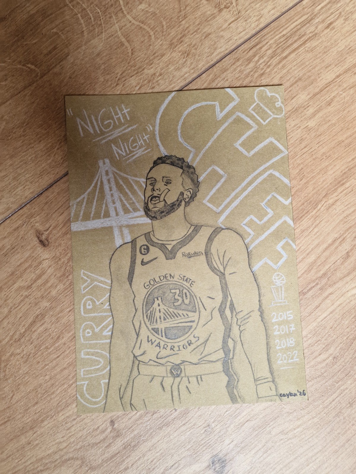 Handgetekende tekening Stephen Curry - Golden State Warriors, Antiek en Kunst, Ophalen of Verzenden, Tekening, Potloodtekening