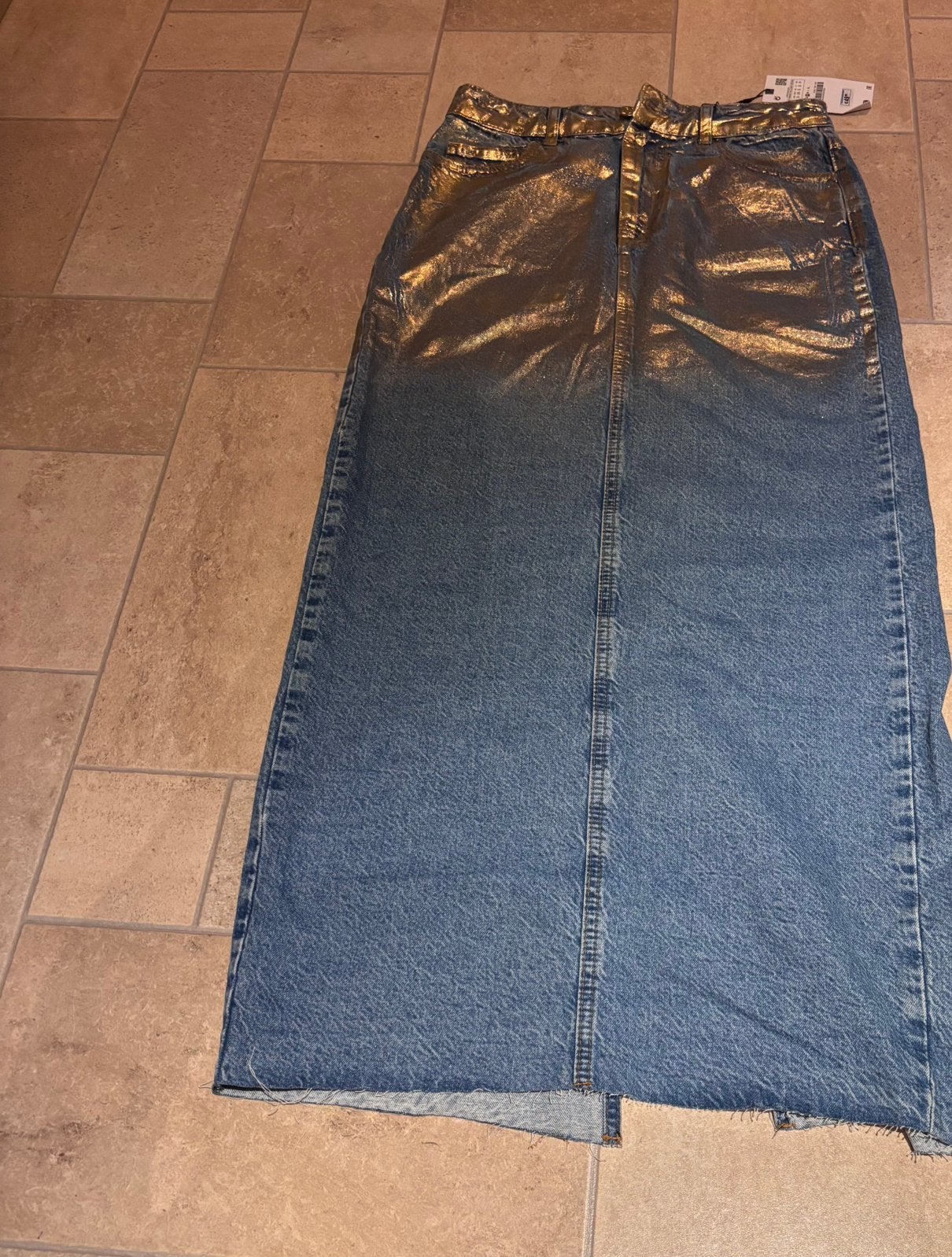 Zara lange spijker rok maat s nieuw, Blauw, Ophalen of Verzenden, Maat 36 (S), Onder de knie