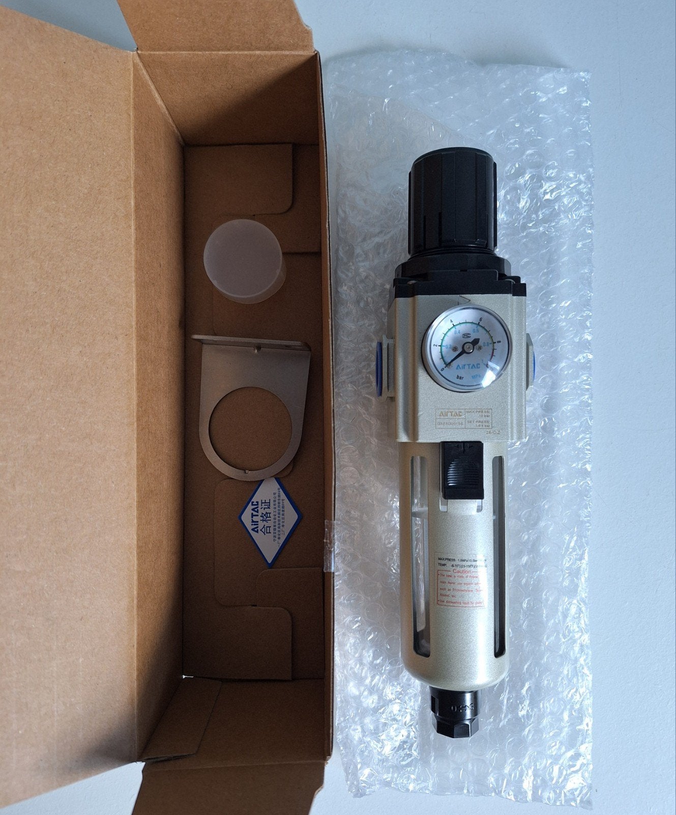 Airtac persluchtfilter-reduceerventiel, G1/2" + manometer, Ophalen of Verzenden, Nieuw, Minder dan 200 liter/min