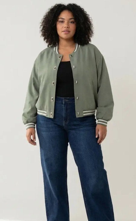 Bomber baseball jack jas groen PLUS SIZE nieuw 50 / 52 zomer, Ophalen of Verzenden, Nieuw, Maat 46/48 (XL) of groter, Groen