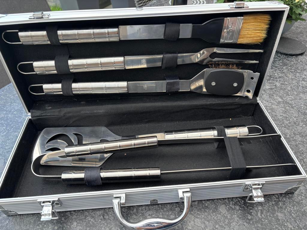 Barbecue set 5delig STAINLESS STEEL als NIEUW, Ophalen of Verzenden, Zo goed als nieuw