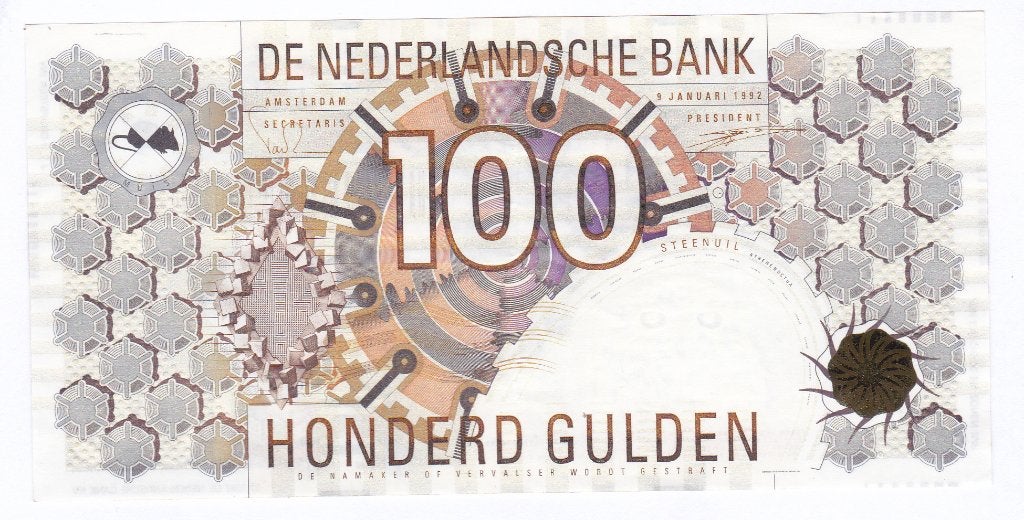 Heel mooie 100 gulden 1992 Steenuil voor 45 euro, Ophalen of Verzenden, 100 gulden, Los biljet