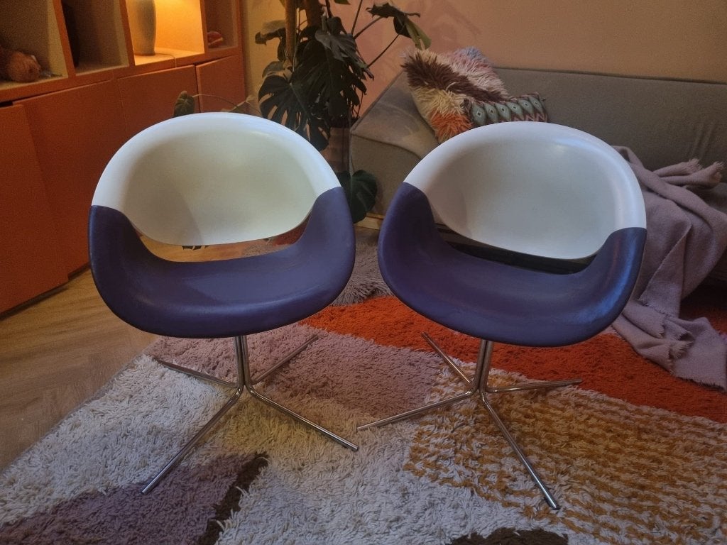 Set van 2 Marco Maran vitace stoelen - Wit/Paars, Twee, Overige kleuren, Ophalen of Verzenden, Vintage, Retro, Design