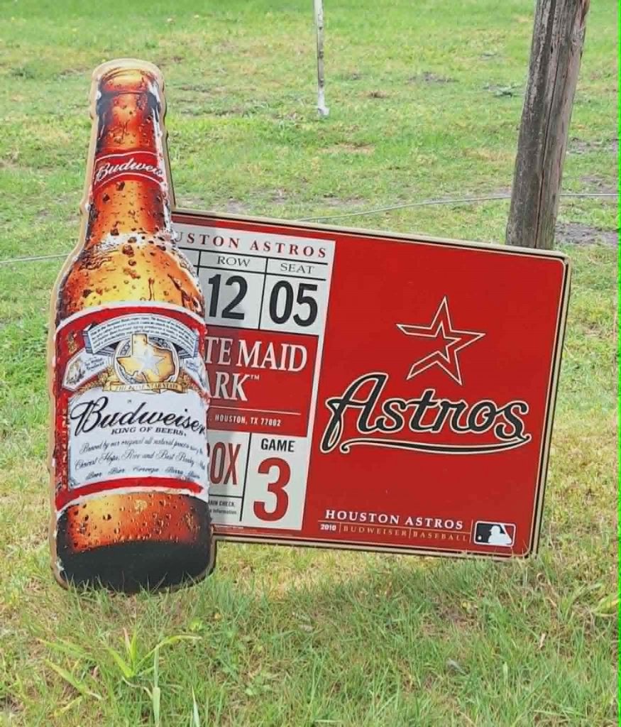 Budweiser Houston Astros reclamebord - Uniek Item., Ophalen, Reclamebord, Gebruikt, .
