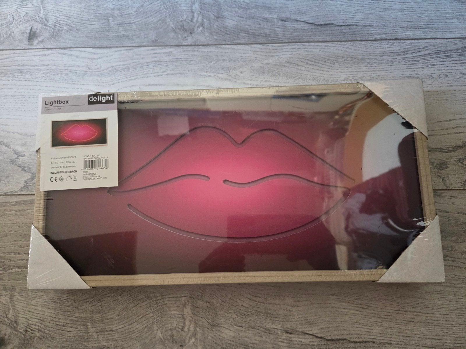 Nieuwe Lip Lightbox - 20 x 40 cm, Nieuw, Ophalen of Verzenden, Modern, Roze