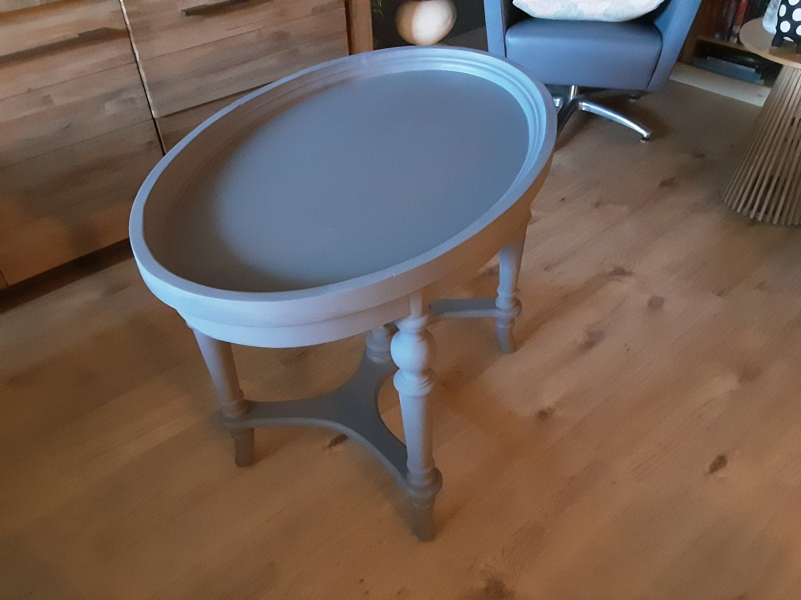 Ovale salontafel van hout - Parelgrijs, Ophalen