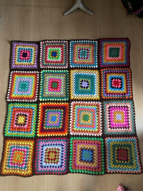 Granny square sprei / plaid, 130 cm, Acryl, Nieuw, Plaid