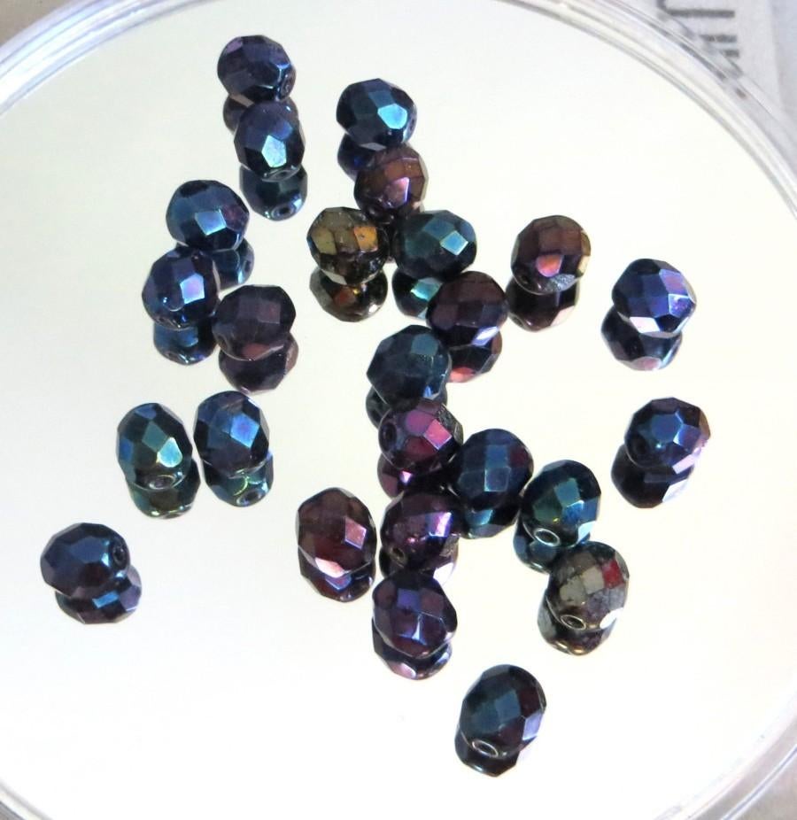 Vintage Boheems facet AB glaskralen Iris Blue / 1709, Hobby en Vrije tijd, Kralen en Sieraden maken, Ophalen of Verzenden, Zo goed als nieuw