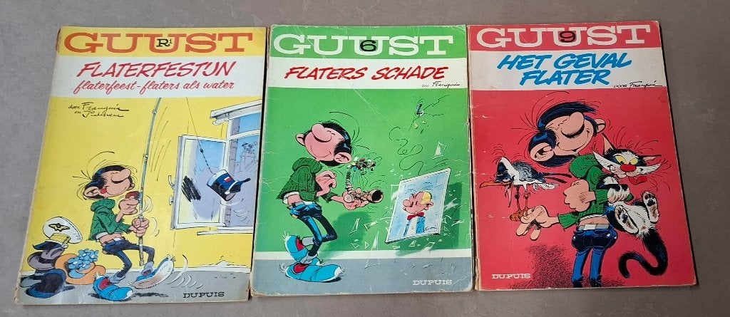 3x Guust Flater stripboeken, Boeken, Meerdere stripboeken, Ophalen of Verzenden, Gelezen, André Franquin