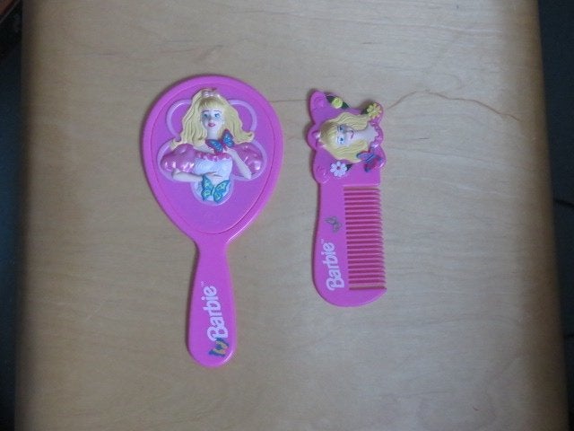 Barbie spiegel en kam set, Ophalen of Verzenden, Zo goed als nieuw, Kam of Borstel