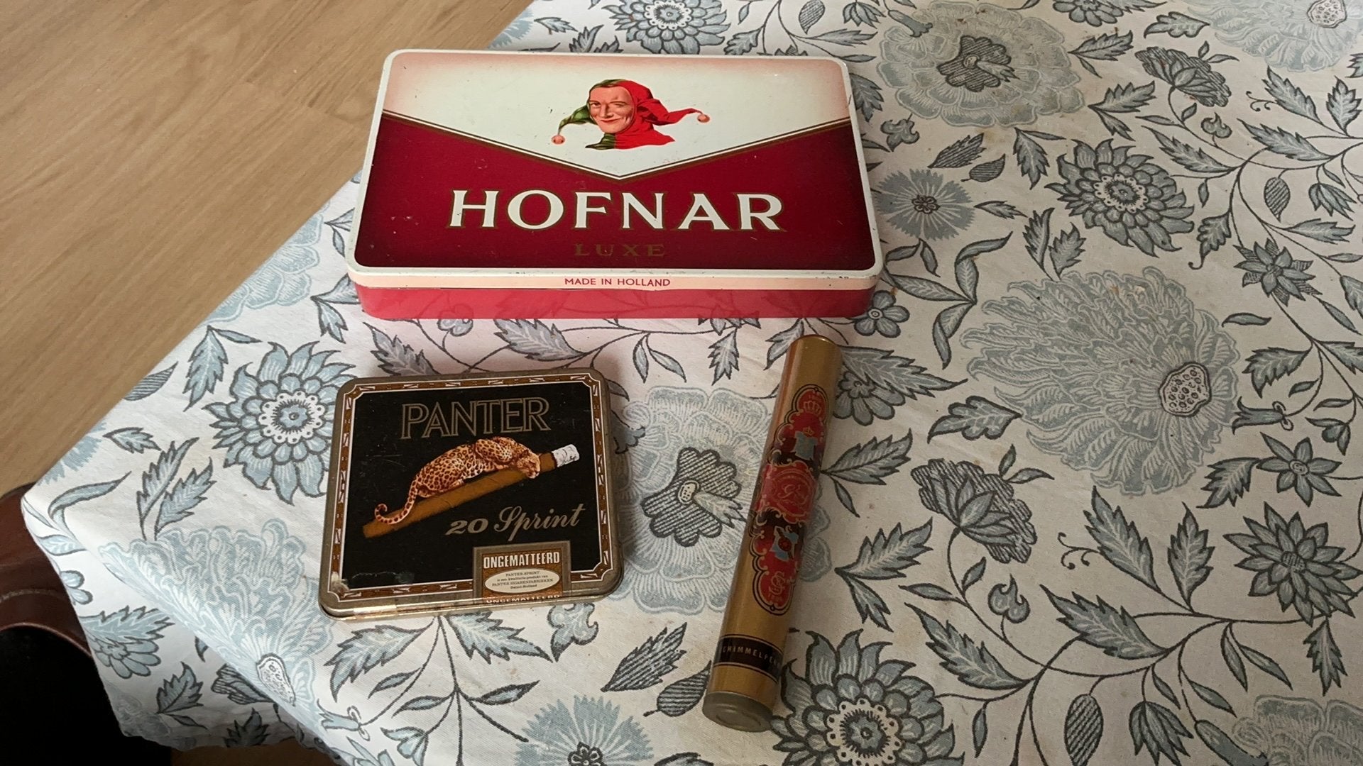 Sigarendozen drie stuks panter, Hofnar en Schimmelpenninck, Ophalen of Verzenden, Zo goed als nieuw, Sigarenbandjes