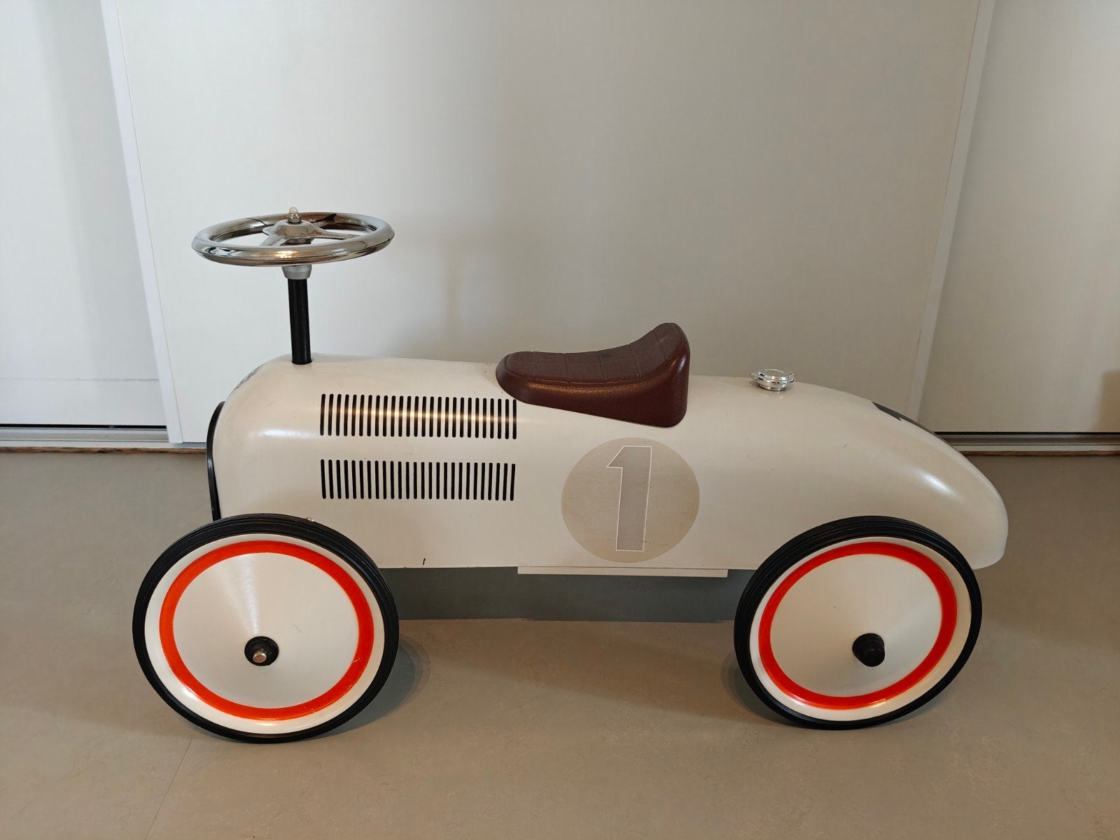 Retro Roller Loopauto Wit, Ophalen, Gebruikt, Loopvoertuig
