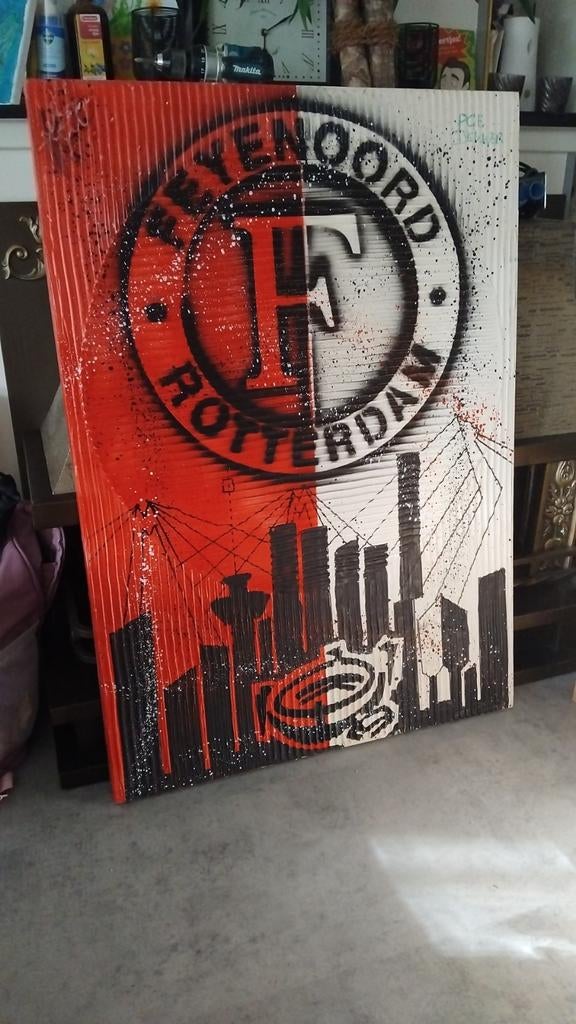 Feyenoord schilderij, Antiek en Kunst, Ophalen of Verzenden