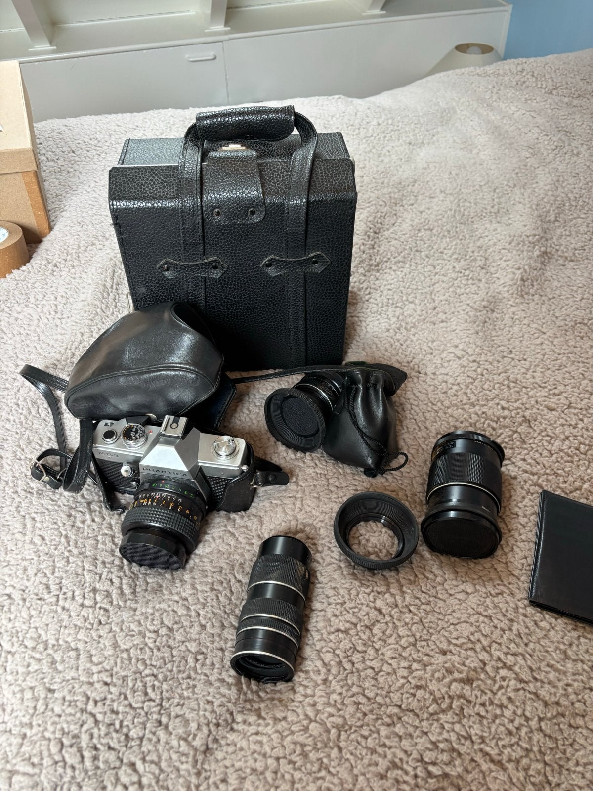 Praktica MTL3 Spiegelreflexcamera met 3 lenzen en tas, Ophalen, Gebruikt, Spiegelreflex, Overige Merken