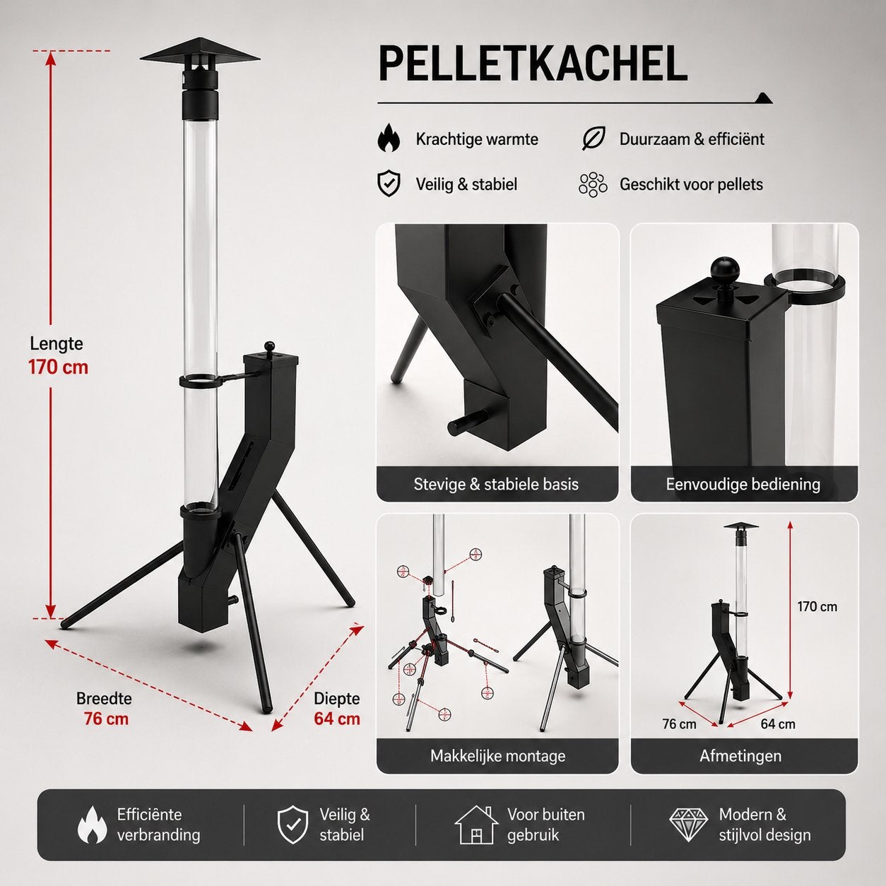 Pelletkachel - Vlamkachel - Terraswervarmır, Ophalen of Verzenden, Nieuw, Vuurkorf