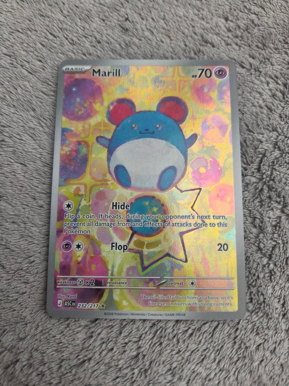 Marill 232/217 Pokémon Kaart -, Ophalen of Verzenden, Zo goed als nieuw, Losse kaart, Foil